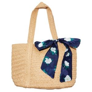 ** NWT DRAPER JAMES STRAW BAG W/ FLORAL SCARF **